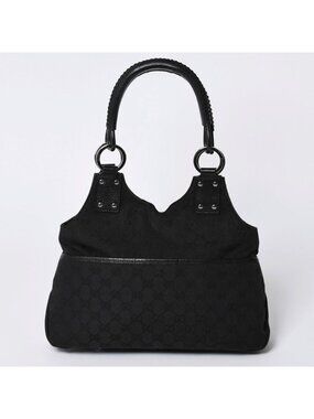 Gucci Hand Bag Handbag GG Canvas Black